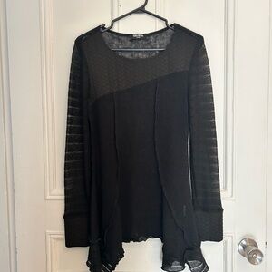 Elegant Black Asymmetrical Patchwork Top
